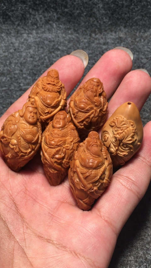纯手工核雕性价比很高的五虎上将橄榄核手串