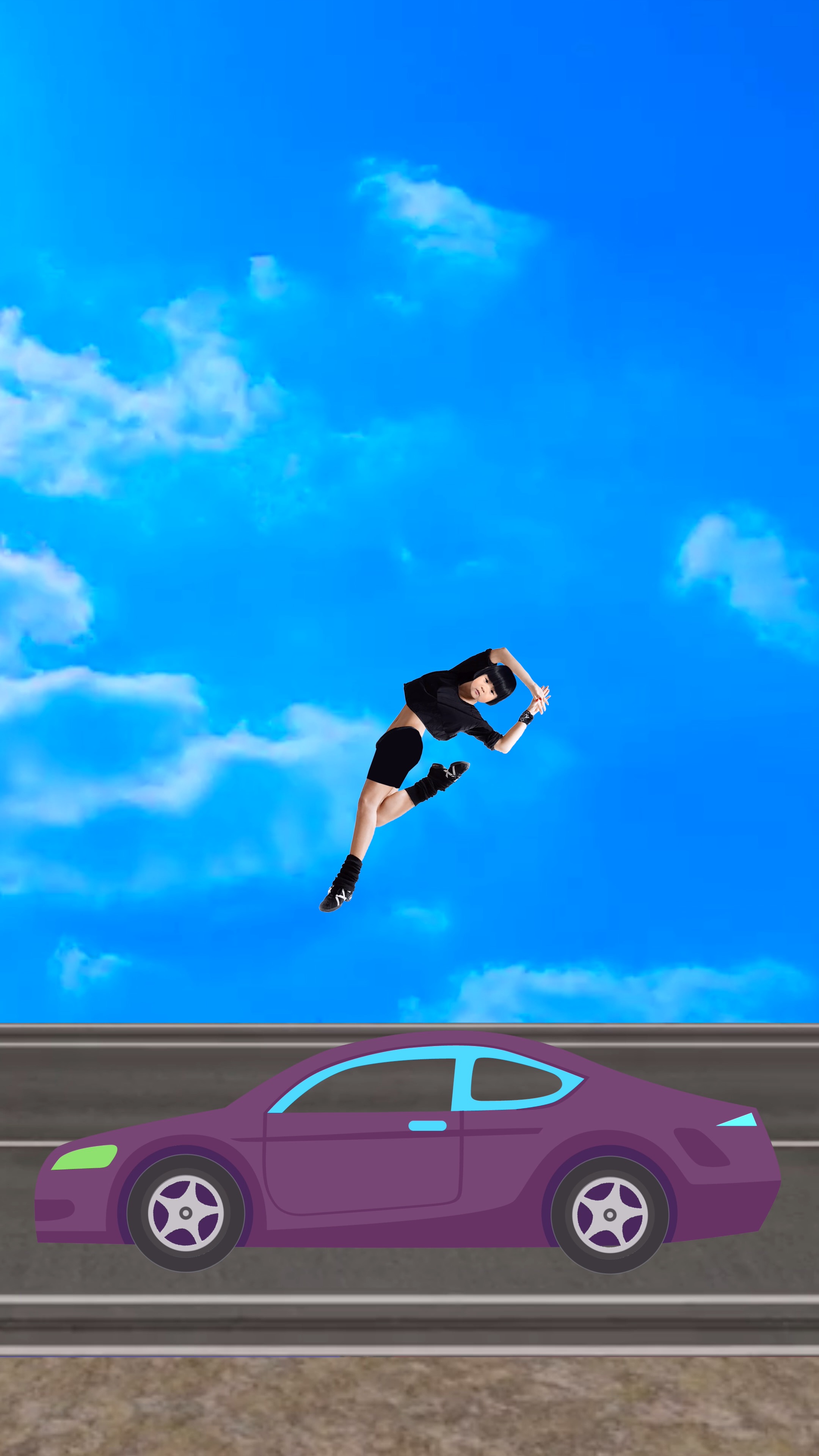 小宝妹妹小轿车翻跟头