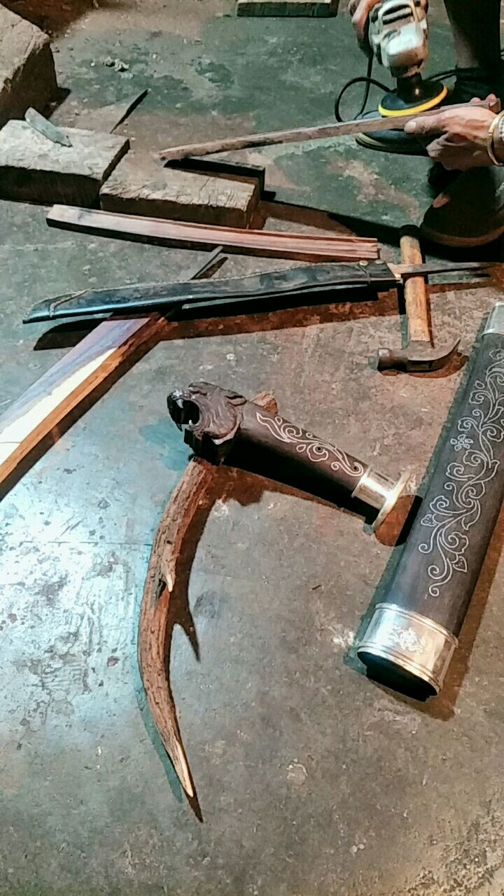 缅甸黑檀木纯手工雕刻木鞘