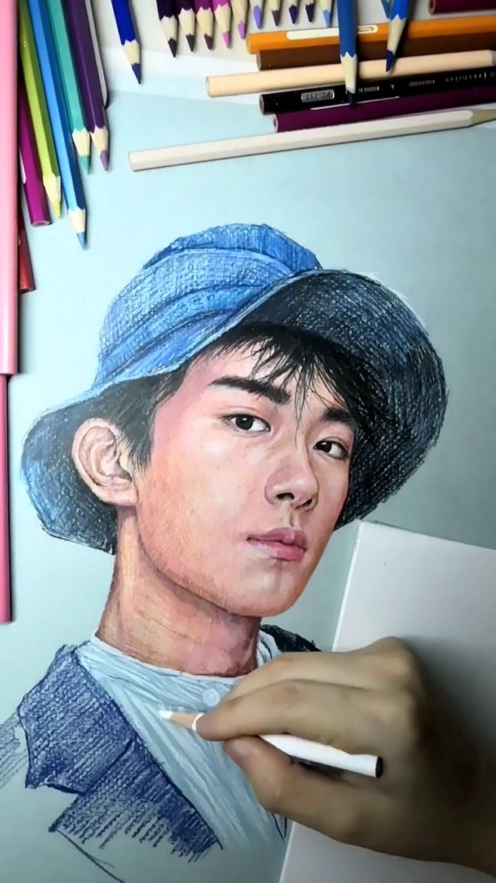 彩铅画易烊千玺