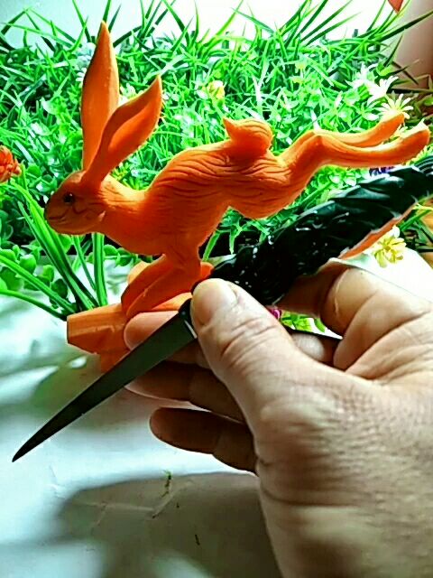 胡萝卜雕的小兔漂亮吗.