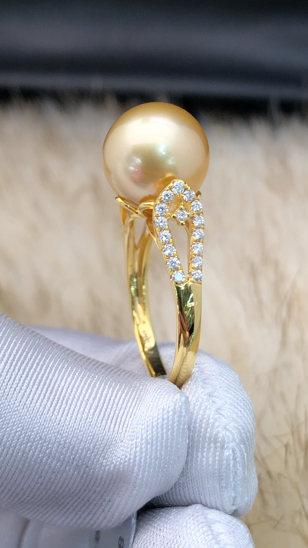天然海水珍珠18k金镶嵌南非钻石