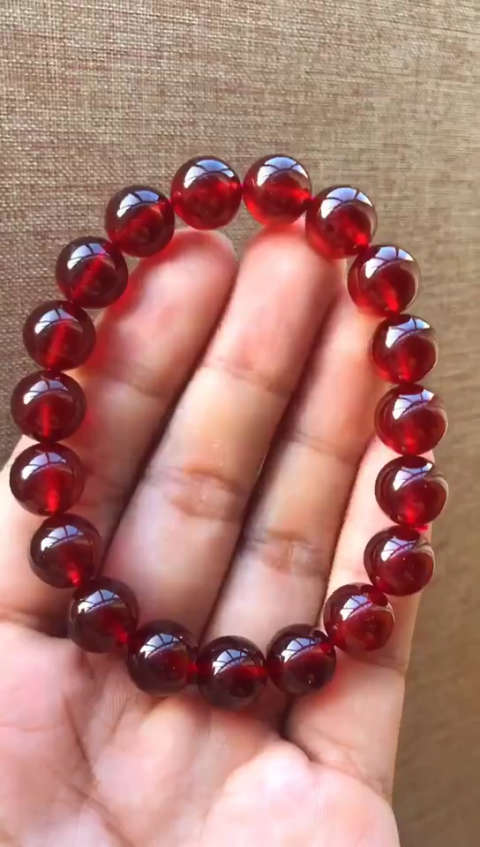 橙石榴石大颗粒手链,规格10.5毫米重43.