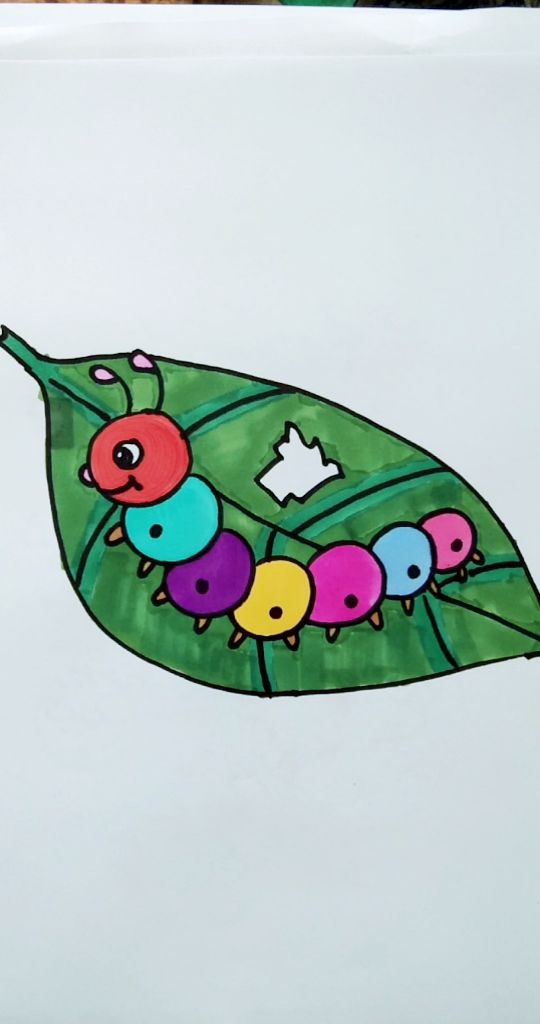 彩色毛毛虫简笔画,几个圆圈搞定了.