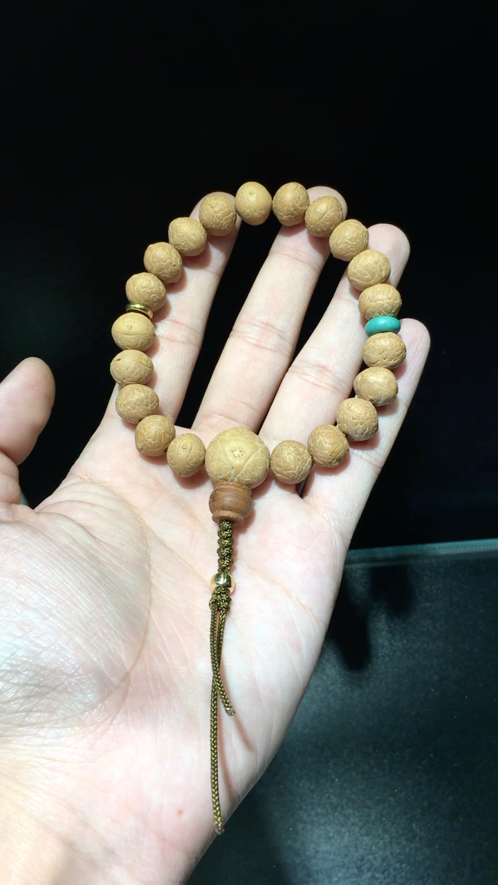 尺寸11精选矮桩小凤眼手串 一抹松石和18k金非常提气出彩05