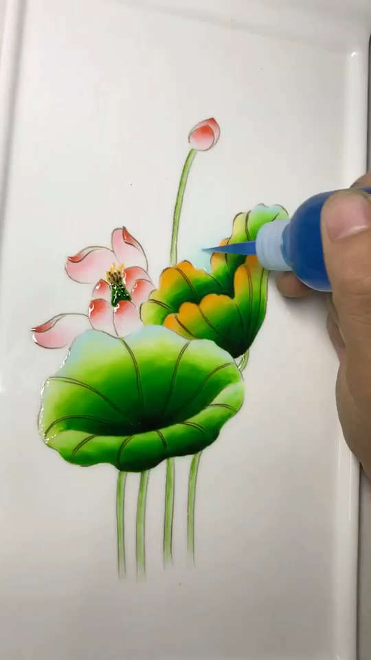 果酱画  荷花 喜欢法式西点 拉糖 翻糖 果酱画 排笔画可以关注我 每天