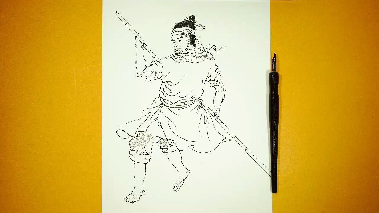 《水浒传》一百单八将人物之阮小五 ,原创绘者:王万春 #钢笔画