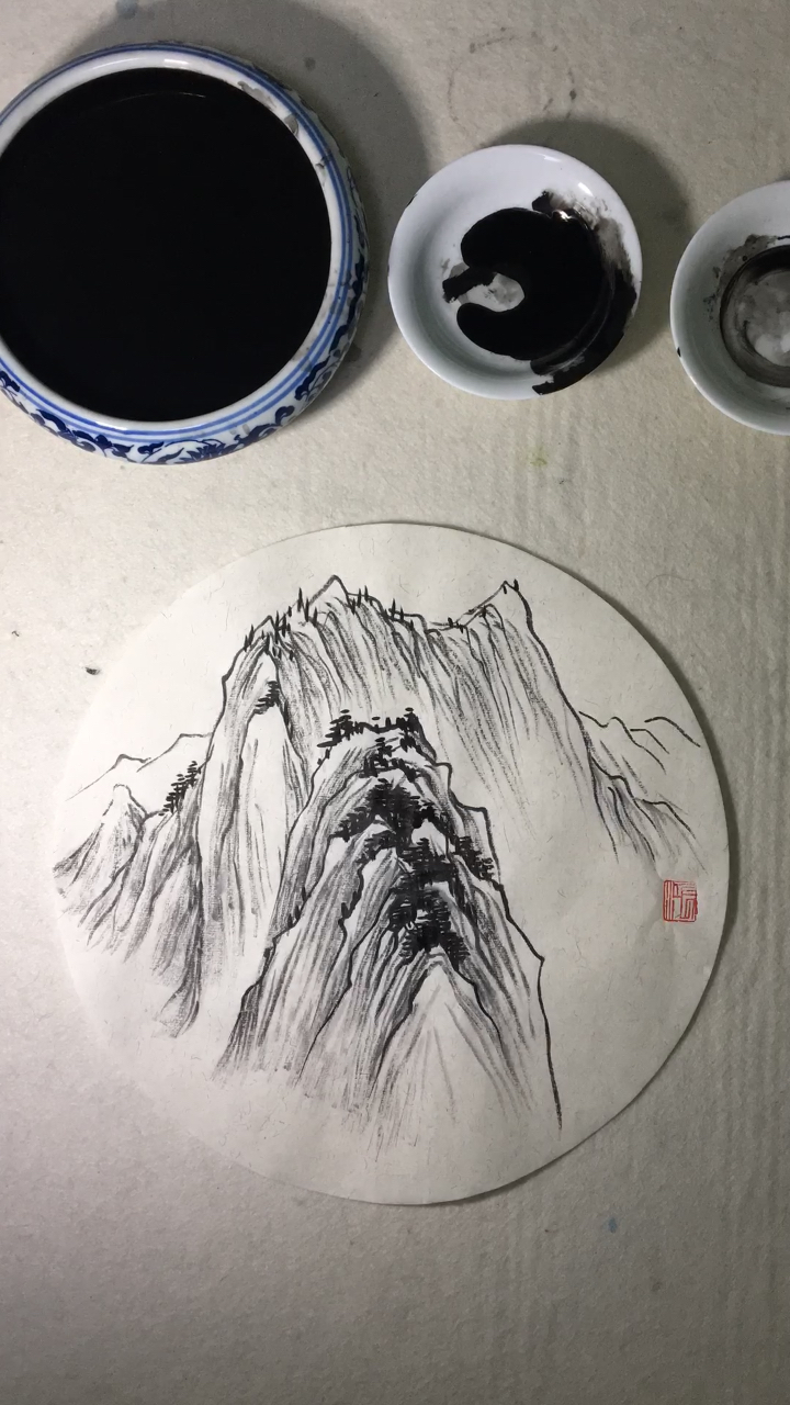 教你半小时画一张披麻皴山水小品.