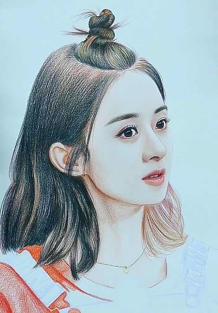 彩铅速绘:清新可爱的赵丽颖,大家喜欢么96!