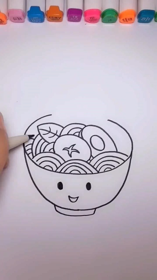 简笔画教学,一碗神奇的面条,画完你饿了吗?