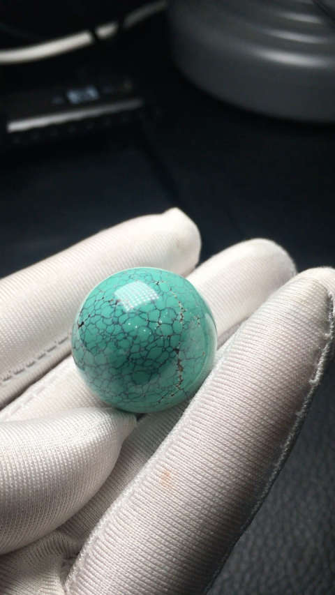 原矿高瓷绿松石网花圆珠