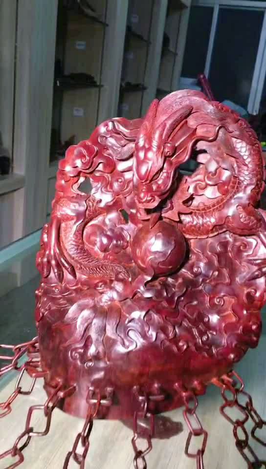 湖南工百艺工作室雕刻龙九子   印度小叶紫檀材质   超大件摆件