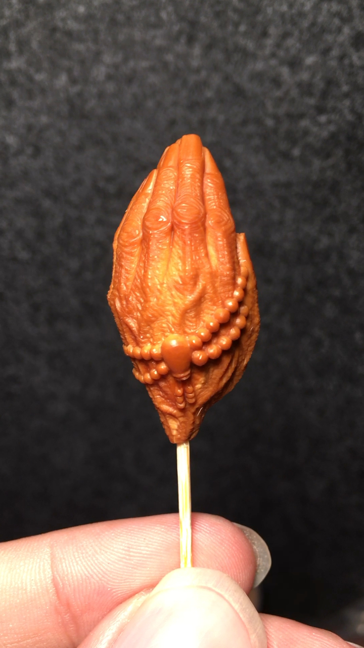 纯手工核雕一心向佛橄榄核单粒