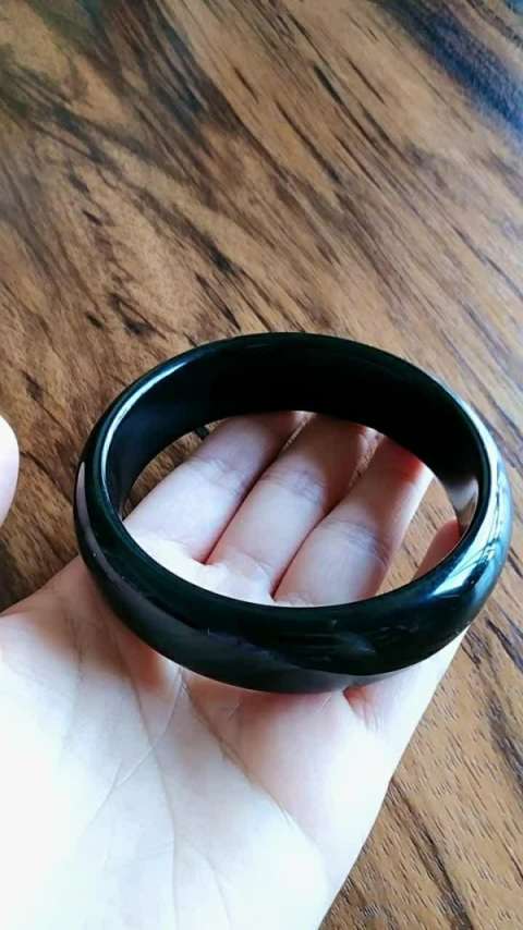 和田墨青玉 手镯  圈口60