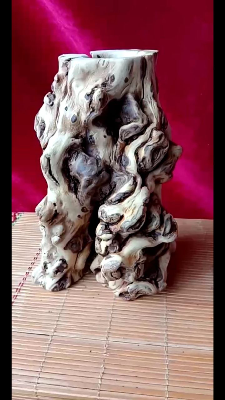 石榴木笔筒原料到制作!