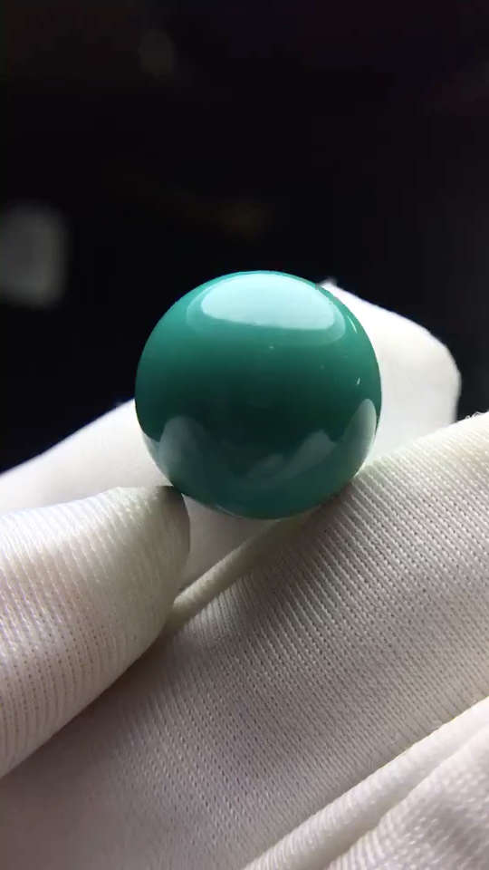 【极品圆珠】原矿绿松石高瓷玉化蓝绿料   瓷釉级玻璃光瓷度  全品