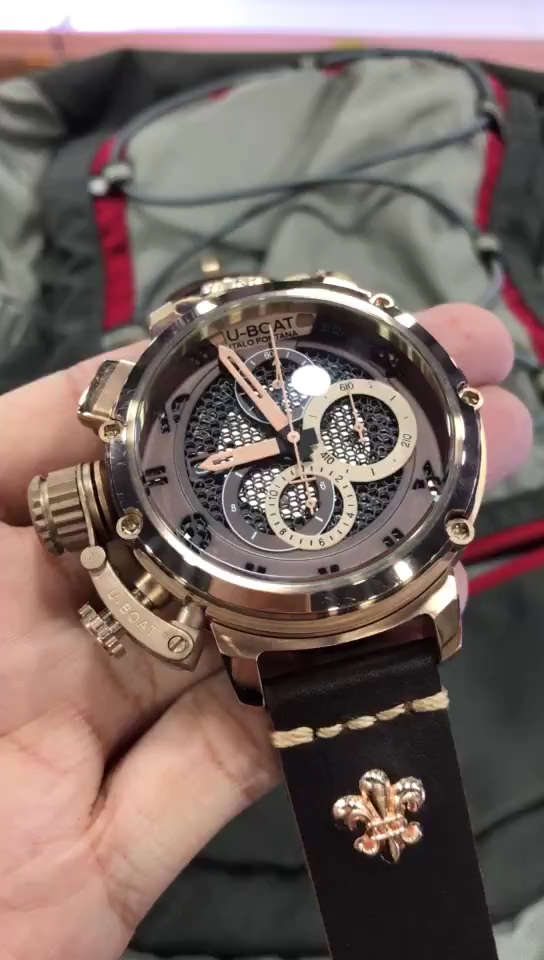 优博碗表 男士腕表 矿物质耐磨镜面 316精钢表壳 牛皮表带 多功能石英