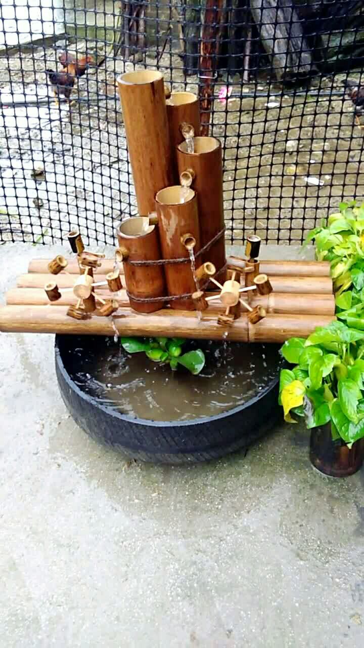 农村小伙制作的竹子水车