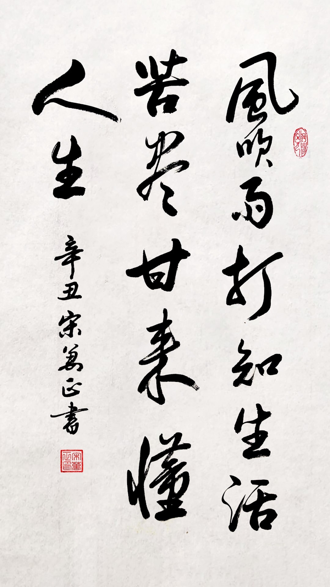 风吹雨打知生活,苦尽甘来懂人生.#书法