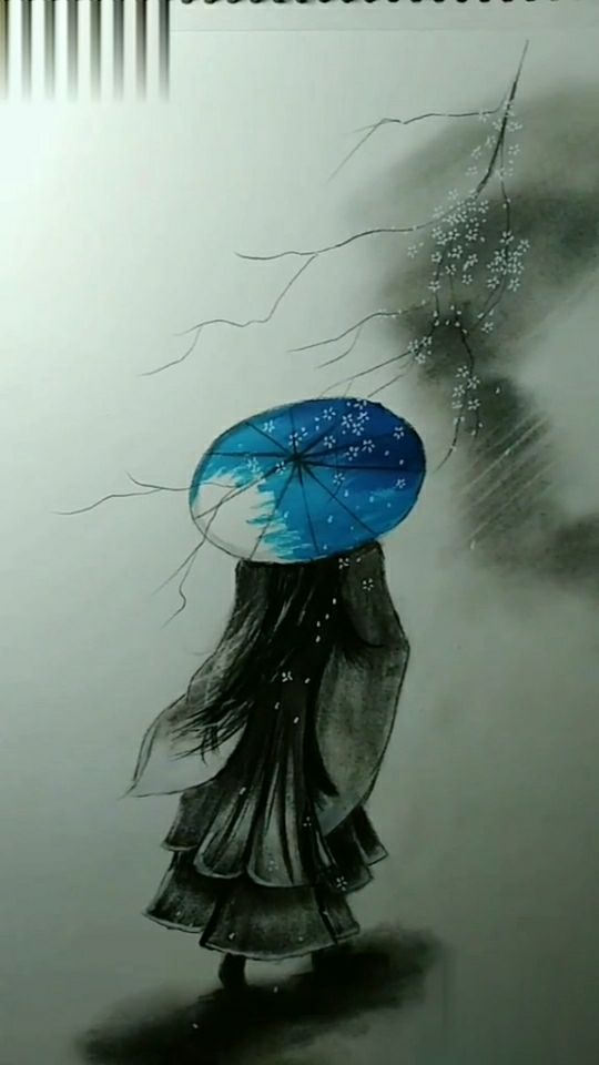 古风背影～工具:彩铅,色粉,彩色毛笔,纸擦笔,高光笔@{uid