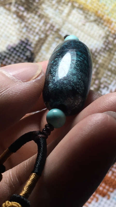 湖北原矿高瓷绿松石乌兰花天珠