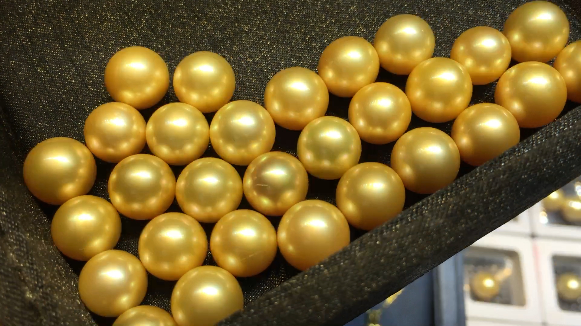 缅甸海水金珍珠,颗颗圆润,光泽好,珠径10