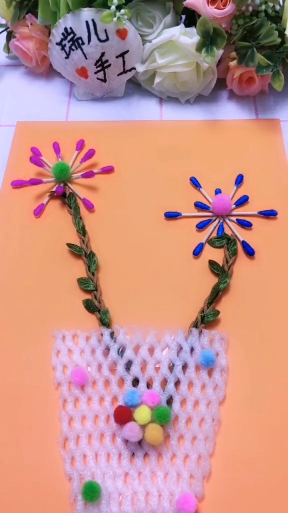 棉签也能做成花朵