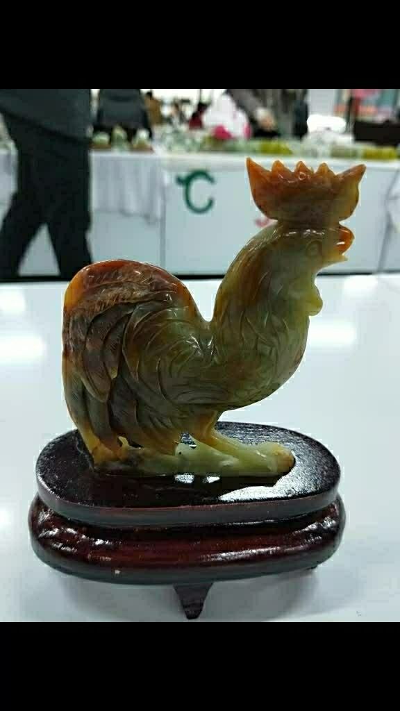 岫玉玉石王老花玉摆件