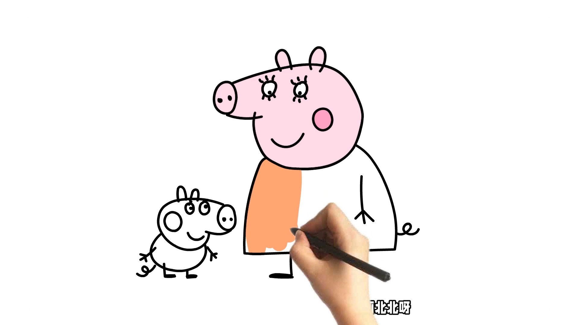 画画北北呀:猪妈妈和小猪乔治哦#简笔画 ##小猪佩奇