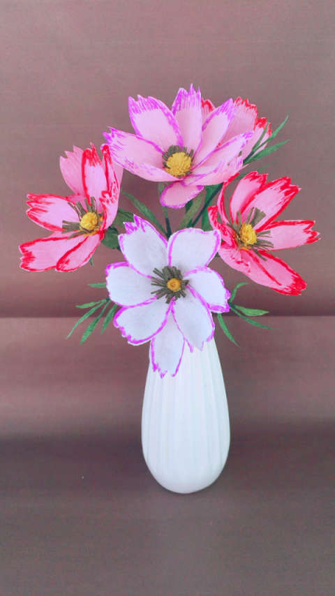 皱纹纸手工:象征幸福,美好时光的格桑花,又叫幸福花