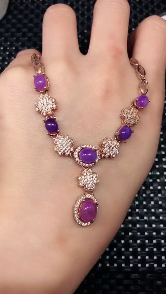 舒俱来皇家紫色贵妃项链两用可做手链,1500元,925银镶嵌,13927931912