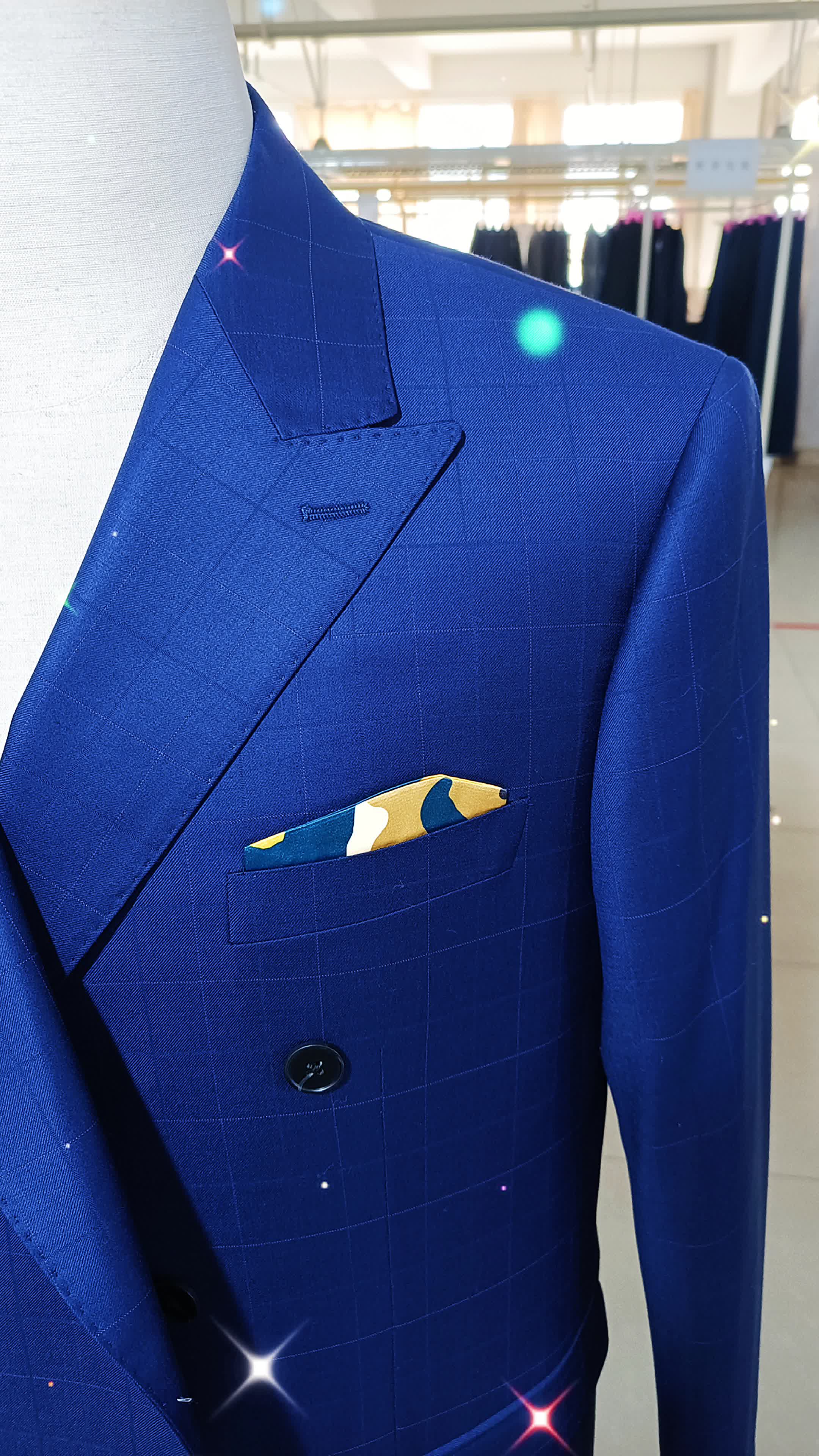 戗驳头经典蓝格来料定制西装#定制西装#定制西服#西装定制#西服定制