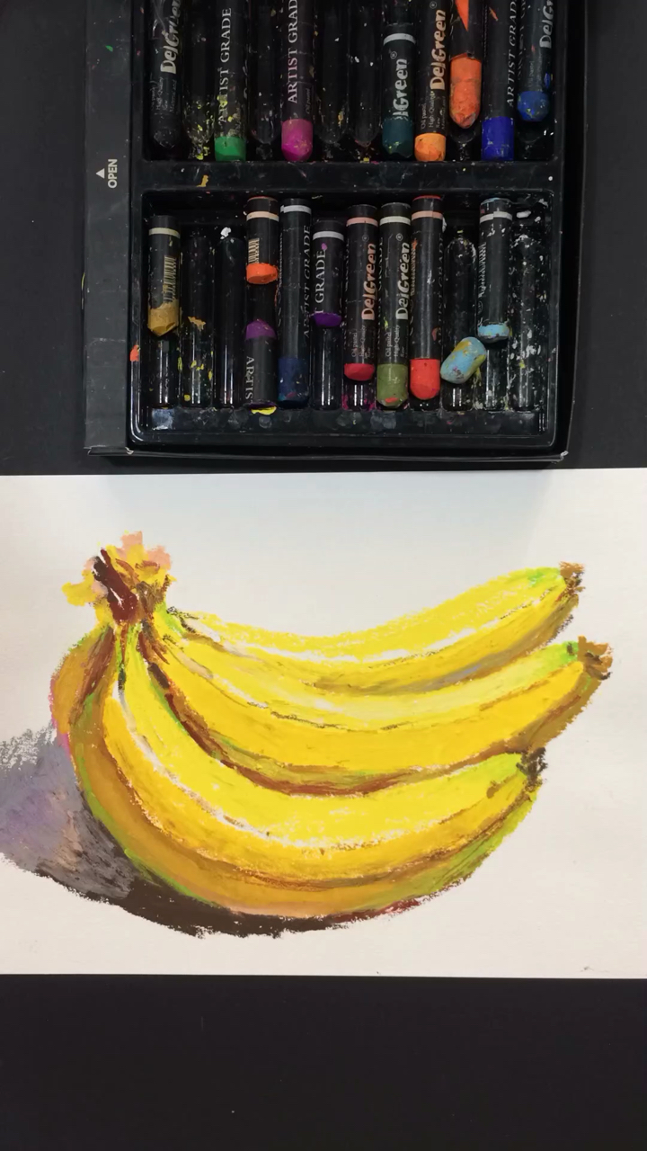 油画棒教你画一把黄黄的黄香蕉!