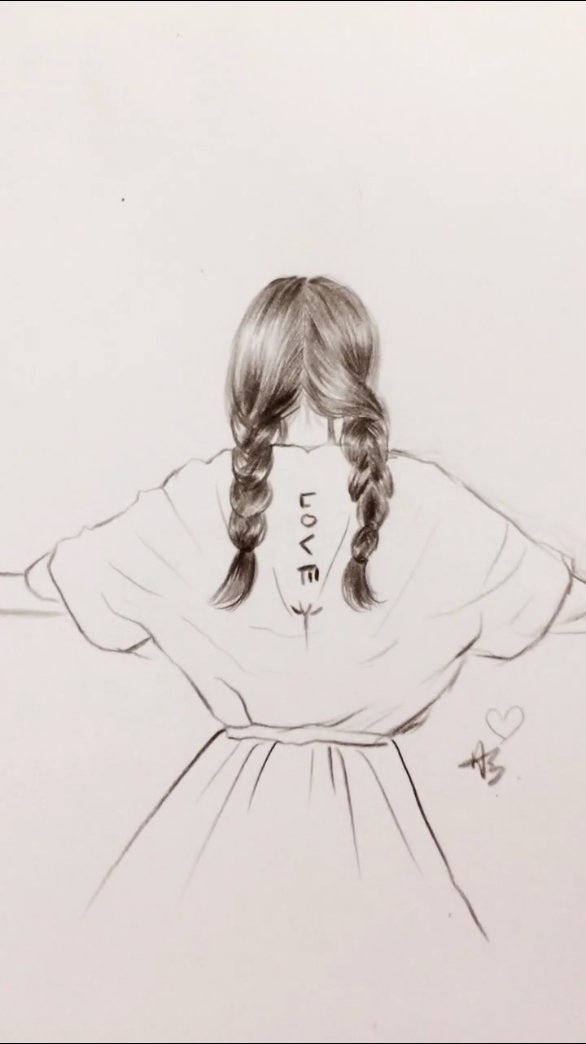 教大家画一个双马尾的漂亮小姐姐背影