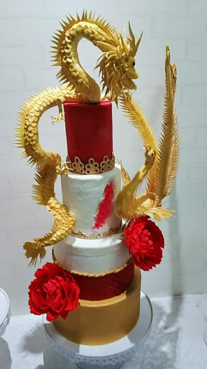 翻糖中式龙凤蛋糕