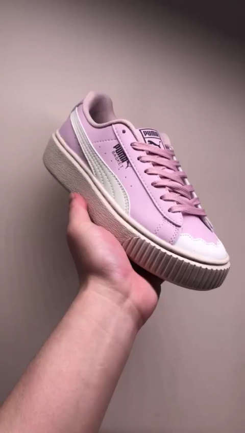 puma/彪马女鞋 蕾哈娜厚底松糕鞋 粉白花边休闲板鞋 366723-05 女神