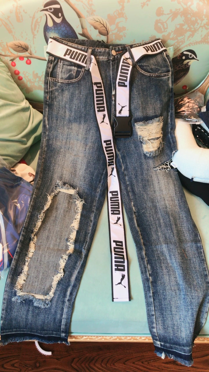 puma潮牌设计师款 破洞牛仔裤90