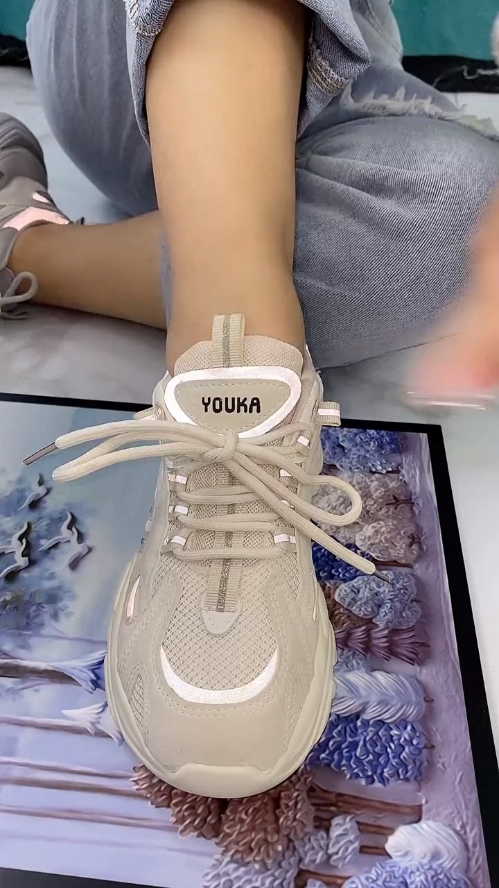 鲸鱼反光老爹鞋可拉伸懒人鞋带系法,你学会了吗!