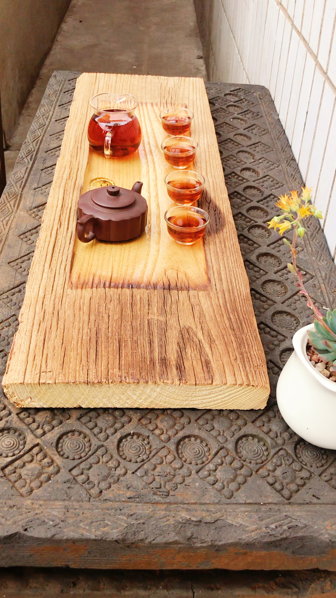 百年风化老榆木茶盘