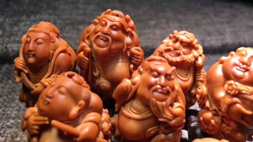 妙女作品,八仙,核雕,宣扬中国非物质文化遗产