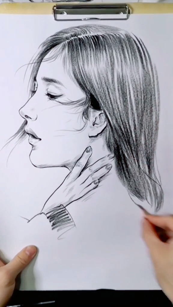 看着她的侧脸,你想到了谁?#创意绘画