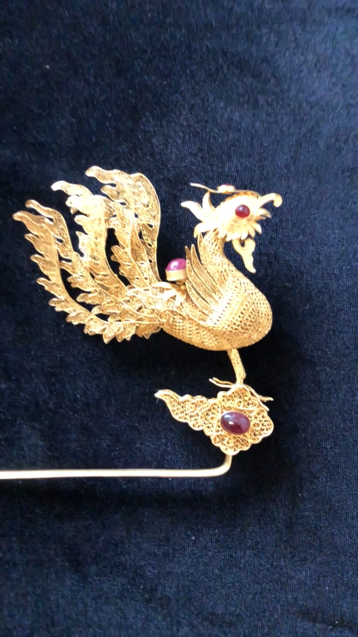 明代金累丝花丝镶嵌凤凰