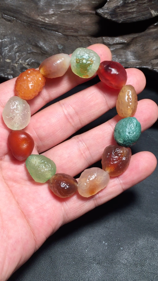 戈壁玛瑙彩色手串!