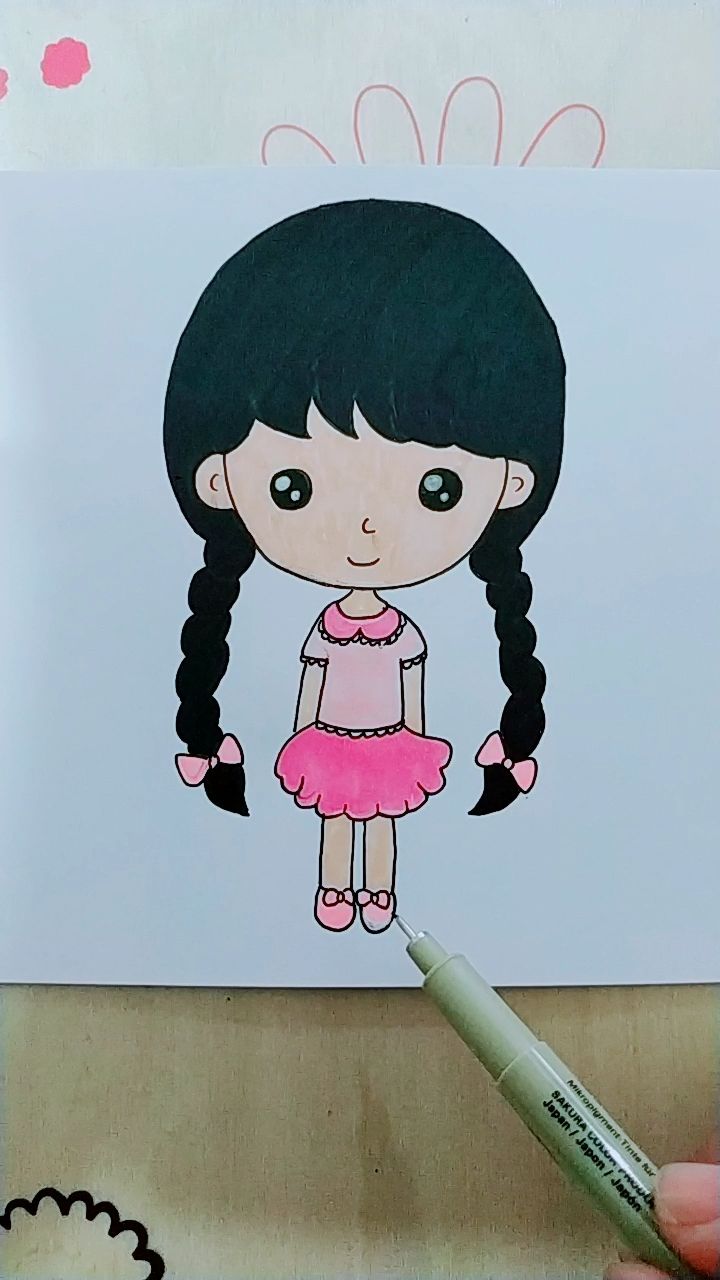 画q版小女孩简笔画系列(图三)双辫女孩@{uid:1502349662339070,nick