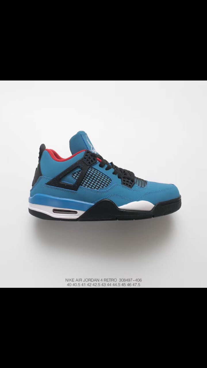 公司级带半码!nike air jordan 4 x travis scott aj4联名蓝麂皮