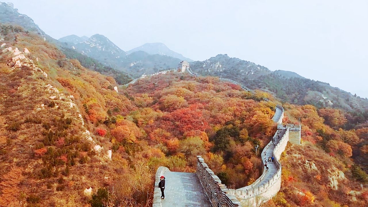 万里长城,看万山红遍,层林尽染.
