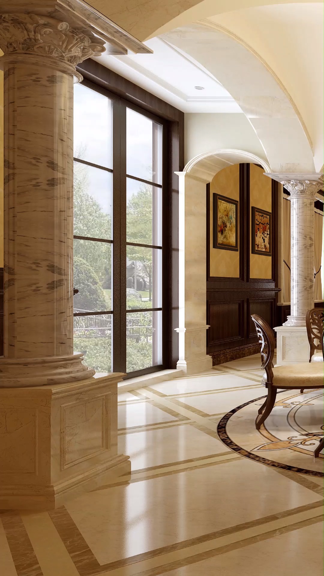 别墅装修入户大厅设计装修效果视频,古典欧式宫廷风格#成都装修公司