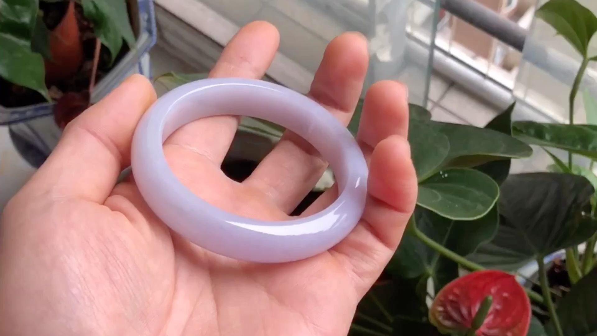 【医神】均匀满圈的少女粉紫色 无纹裂正桩翡翠紫圆镯676【58.2】