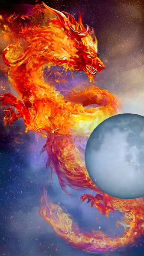 送给大家一张动态壁纸,火龙吞噬星球.