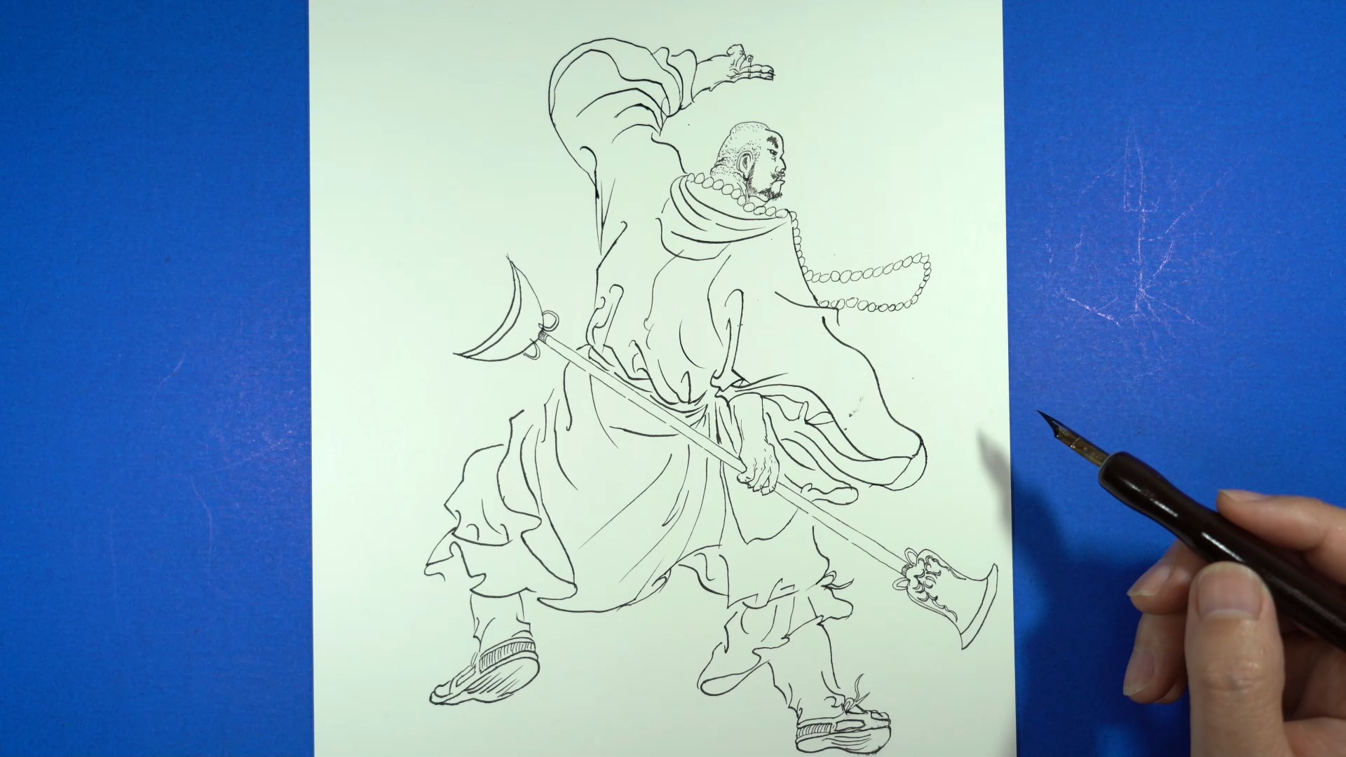 钢笔手绘《水浒传》人物'花和尚 鲁智深'